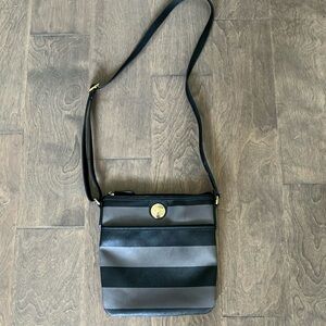 Tommy Hilfilger gray black stripe crossbody Women's Bag adjustable strap